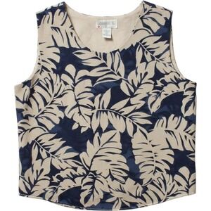 Side Effects Navy Tropical Palm Leaf Sleeveless Tank Top vintage Canada Large